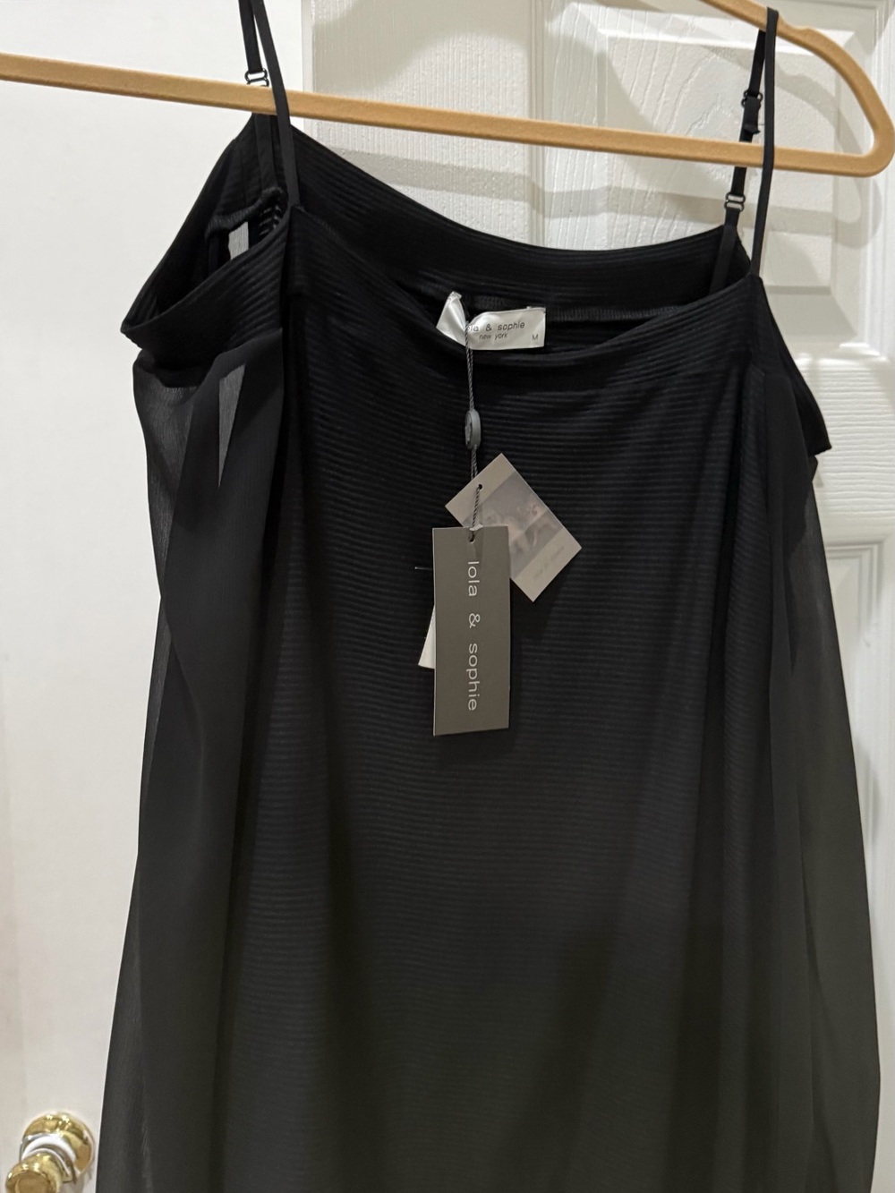 Lola & Sophie Black Sheer Overlay Slip top